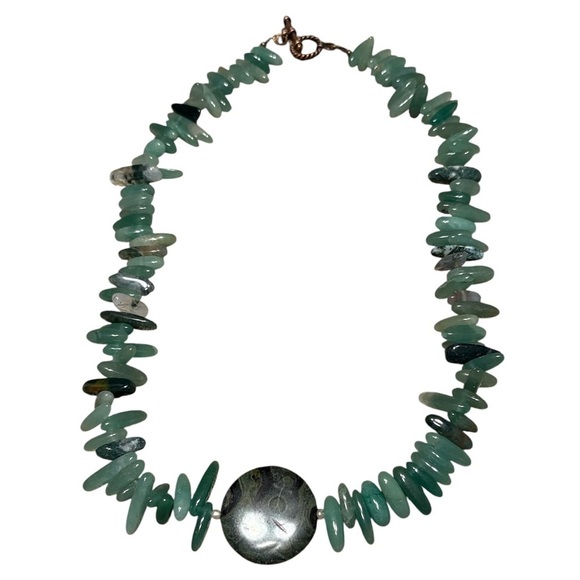 Natural Green Aventurine Gemstone Necklace Handmade - Picture 2 of 6